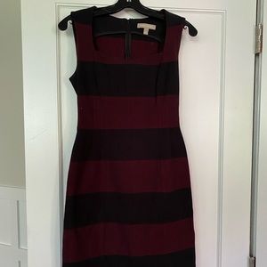 Banana Republic Maroon and Black Stripe Sheath Dress